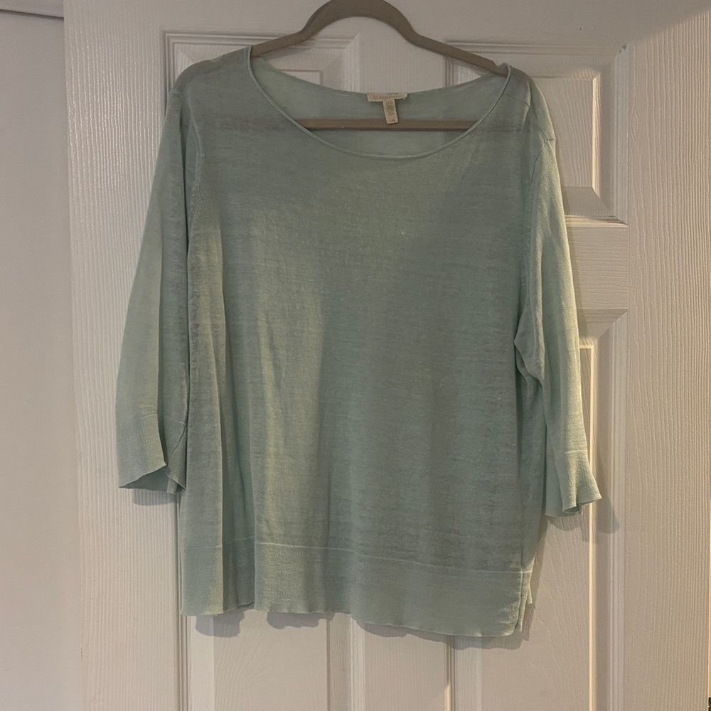 Eileen Fisher light blue linen sweater